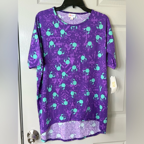 LuLaRoe Tops - LuLaRoe Dianey Purple and Green Short Sleeve Tee | Minnie Print |XS